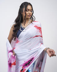 ETHNIC FUSION PRINTED BATIK INSPIRED SILK SAREE
