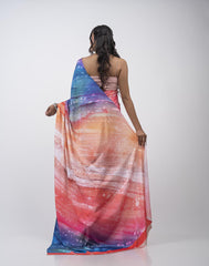 ETHNIC FUSION PRINTED BATIK INSPIRED SILK SAREE