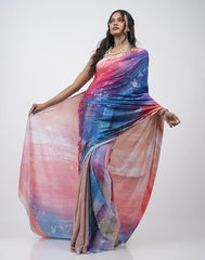ETHNIC FUSION PRINTED BATIK INSPIRED SILK SAREE