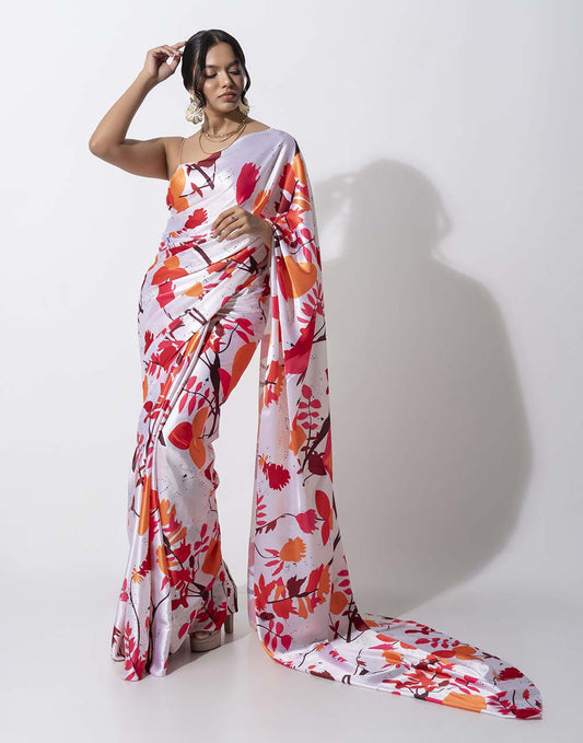 ETHNIC FUSION PRINTED BATIK INSPIRED SILK SAREE