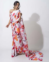 ETHNIC FUSION PRINTED BATIK INSPIRED SILK SAREE