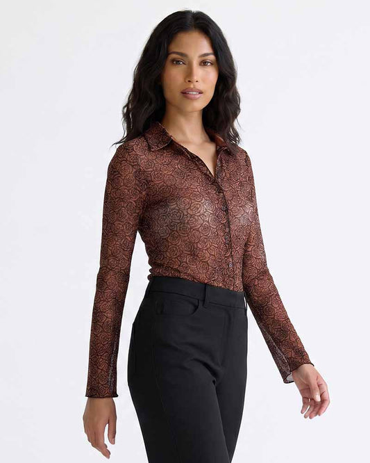 Ladies Floral Patterned Long Sleeve T-Shirt
