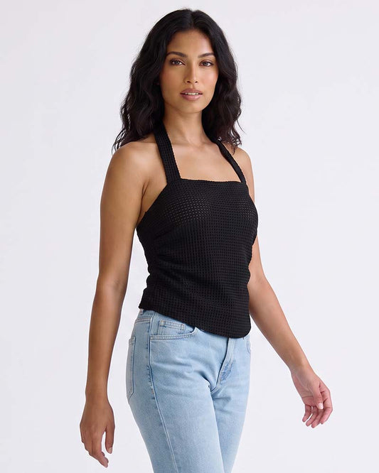 LADIES TEXTURED HALTER TOP