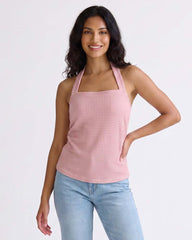 LADIES TEXTURED HALTER TOP
