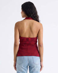LADIES TEXTURED HALTER TOP