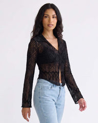 LADIES LONG SLEEVE MESH TOP