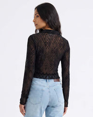LADIES LONG SLEEVE MESH TOP