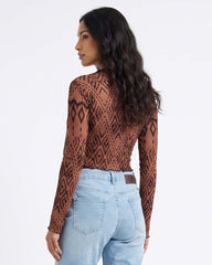 LADIES LONG SLEEVE MESH TOP