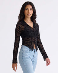 LADIES LONG SLEEVE PRINTED TOP