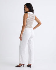 Ladies Sleeveless Striped Polo Top