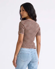 Ladies Striped Short Sleeve Top