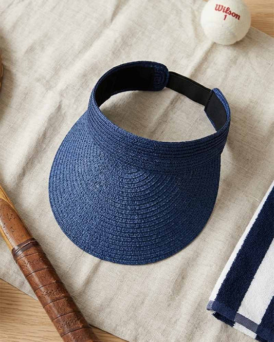 BLACK WOVEN STRAW SUN VISOR