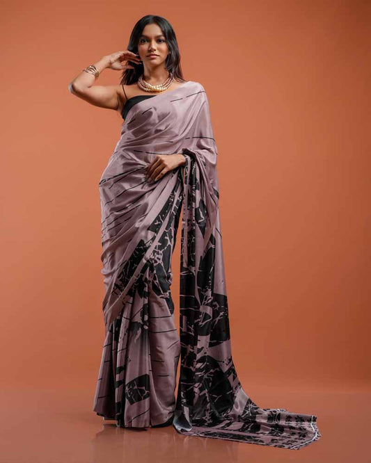 ETHNIC FUSION PRINTED SILK SAREE