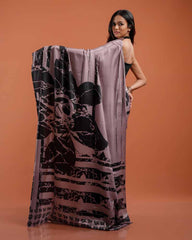 ETHNIC FUSION PRINTED SILK SAREE