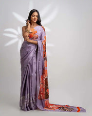 ETHNIC FUSION PRINTED BATIK INSPIRED SILK SAREE