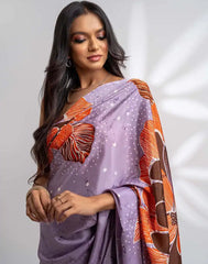ETHNIC FUSION PRINTED BATIK INSPIRED SILK SAREE