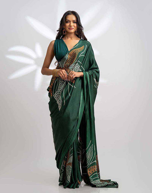ETHNIC FUSION PRINTED BATIK INSPIRED SILK SAREE