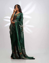 ETHNIC FUSION PRINTED BATIK INSPIRED SILK SAREE