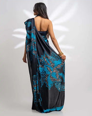 ETHNIC FUSION PRINTED BATIK INSPIRED SILK SAREE