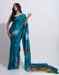 ETHNIC FUSION PRINTED BATIK INSPIRED SILK SAREE