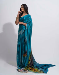 ETHNIC FUSION PRINTED BATIK INSPIRED SILK SAREE