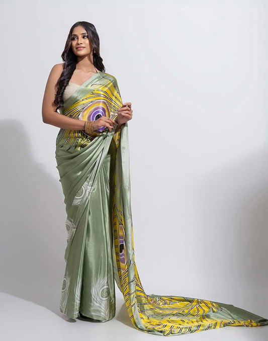 ETHNIC FUSION PRINTED BATIK INSPIRED SILK SAREE