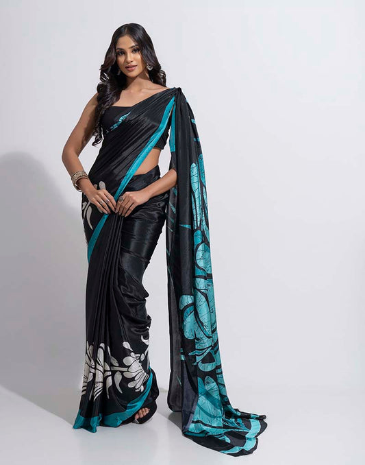 ETHNIC FUSION PRINTED BATIK INSPIRED SILK SAREE