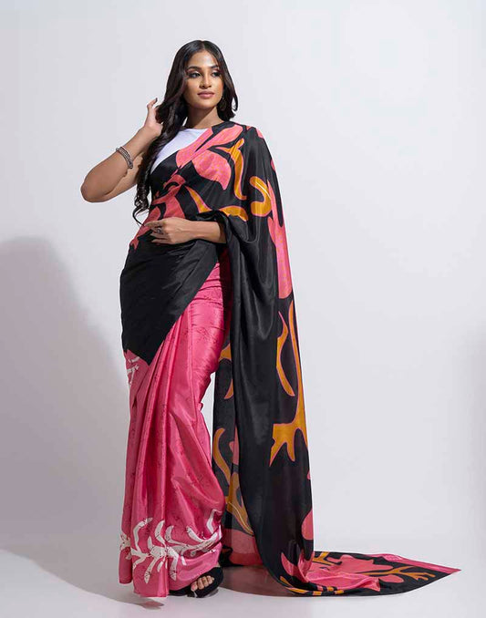 ETHNIC FUSION PRINTED BATIK INSPIRED SILK SAREE