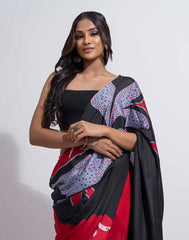 ETHNIC FUSION PRINTED BATIK INSPIRED SILK SAREE