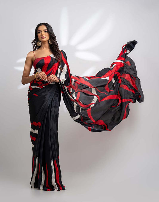 ETHNIC FUSION PRINTED BATIK INSPIRED SILK SAREE