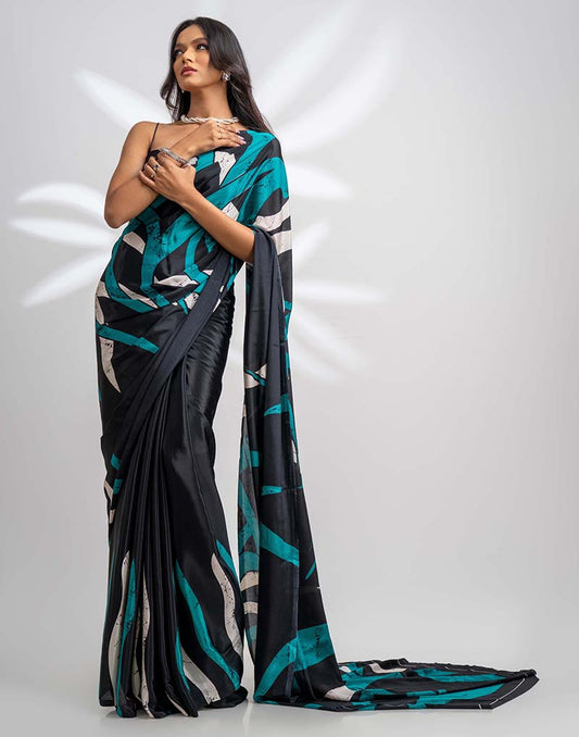 ETHNIC FUSION PRINTED BATIK INSPIRED SILK SAREE