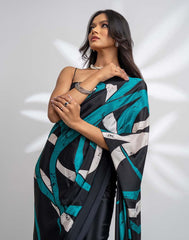 ETHNIC FUSION PRINTED BATIK INSPIRED SILK SAREE