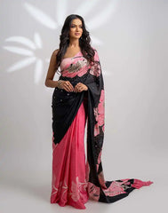 ETHNIC FUSION PRINTED BATIK INSPIRED SILK SAREE