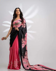 ETHNIC FUSION PRINTED BATIK INSPIRED SILK SAREE
