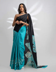 ETHNIC FUSION PRINTED BATIK INSPIRED SILK SAREE