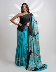 ETHNIC FUSION PRINTED BATIK INSPIRED SILK SAREE