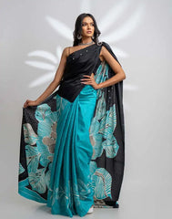 ETHNIC FUSION PRINTED BATIK INSPIRED SILK SAREE