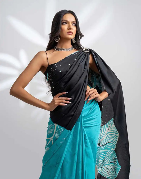 ETHNIC FUSION PRINTED BATIK INSPIRED SILK SAREE