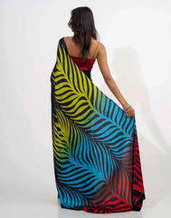 ETHNIC FUSION PRINTED BATIK INSPIRED SILK SAREE