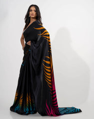 ETHNIC FUSION PRINTED BATIK INSPIRED SILK SAREE