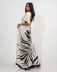 ETHNIC FUSION PRINTED BATIK INSPIRED SILK SAREE