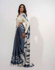 ETHNIC FUSION PRINTED BATIK INSPIRED SILK SAREE