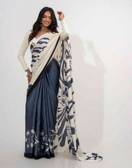 ETHNIC FUSION PRINTED BATIK INSPIRED SILK SAREE