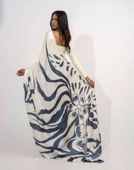 ETHNIC FUSION PRINTED BATIK INSPIRED SILK SAREE