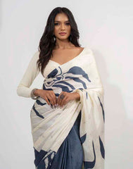 ETHNIC FUSION PRINTED BATIK INSPIRED SILK SAREE