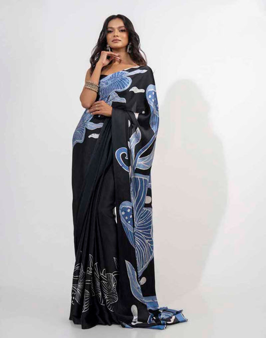 ETHNIC FUSION PRINTED BATIK INSPIRED SILK SAREE