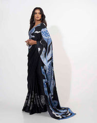 ETHNIC FUSION PRINTED BATIK INSPIRED SILK SAREE
