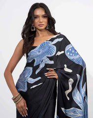 ETHNIC FUSION PRINTED BATIK INSPIRED SILK SAREE