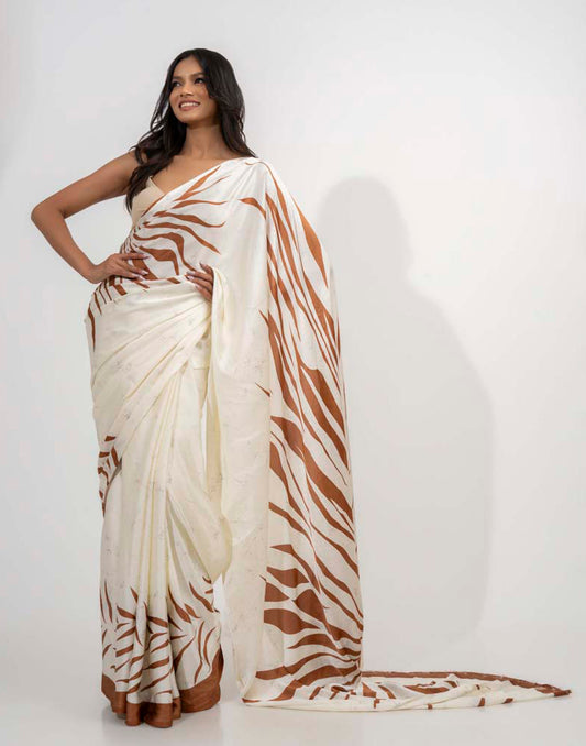 ETHNIC FUSION PRINTED BATIK INSPIRED SILK SAREE