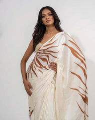 ETHNIC FUSION PRINTED BATIK INSPIRED SILK SAREE